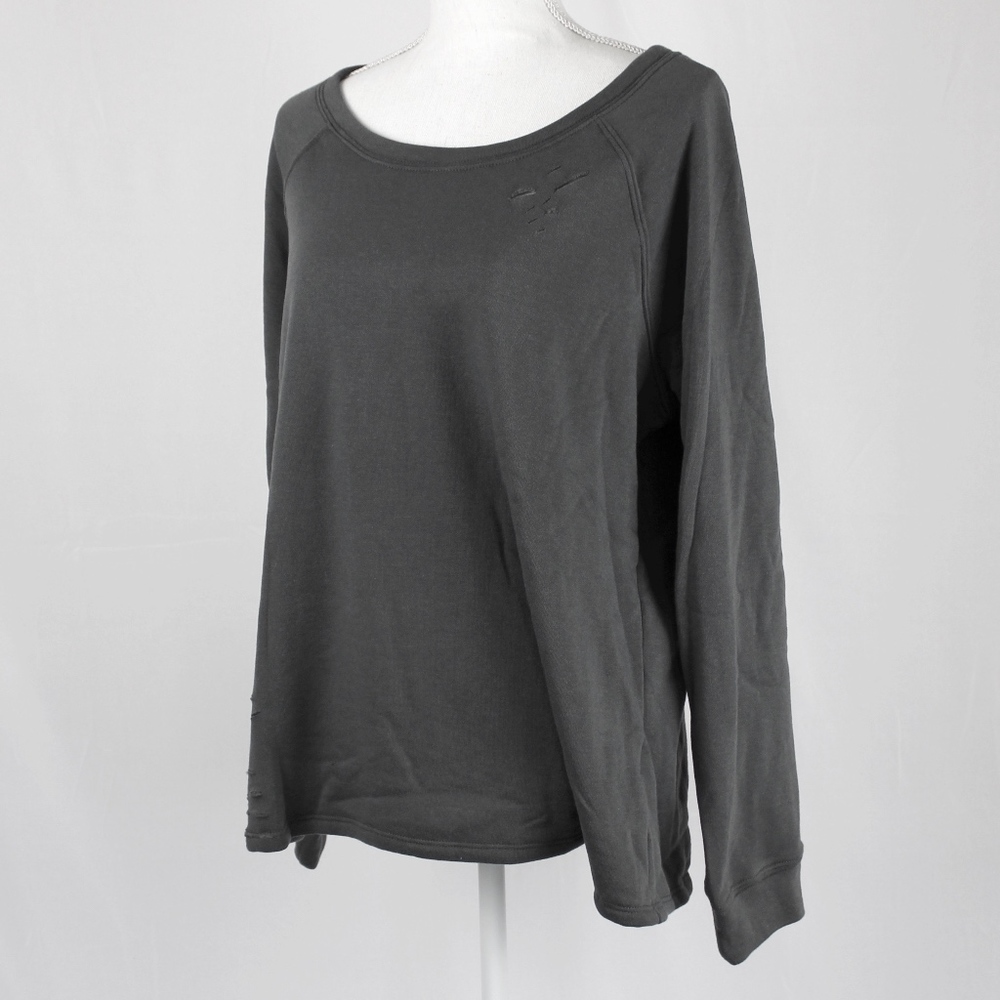 VENUS NWOT Buckle Detail Ripped Sweatshirt Grey - Picture 5 of 8